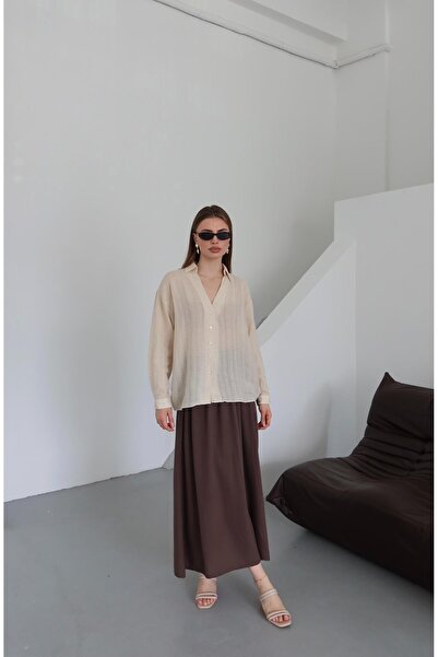 Laluvia Barna elasztikus derékú szoknya