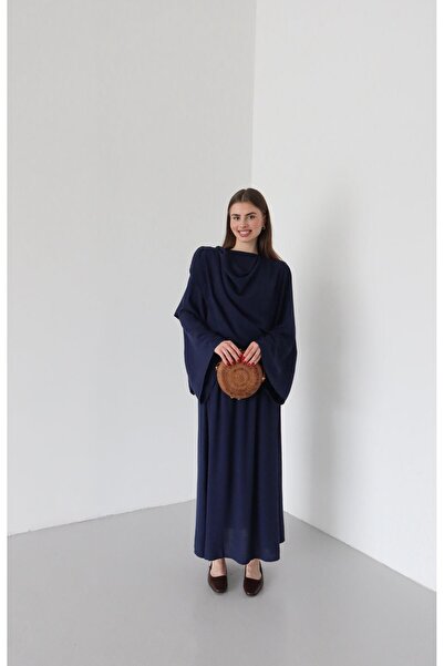 Laluvia Sötétkék Cape blúz szoknya szett