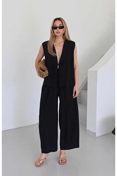 Laluvia Fekete Samantha nyakkendős mellény nadrág szett