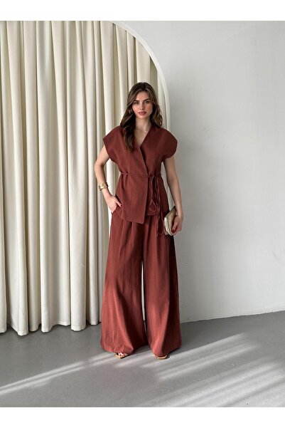 Laluvia Kiretil Juana Vest Pants Linen Set