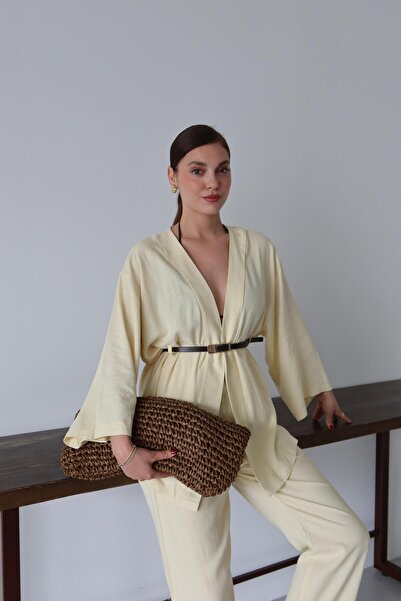 Laluvia Yellow Belted Classy Suit