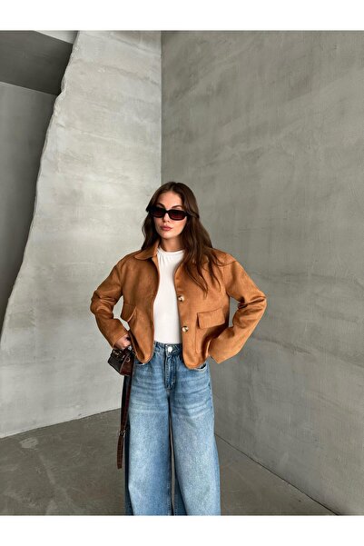 Laluvia Κοντό μπουφάν Tan Zelda Suede