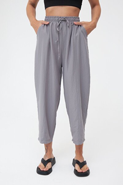 Laluvia Khaki Color Pocketed Ayrobin Shalwar Trousers