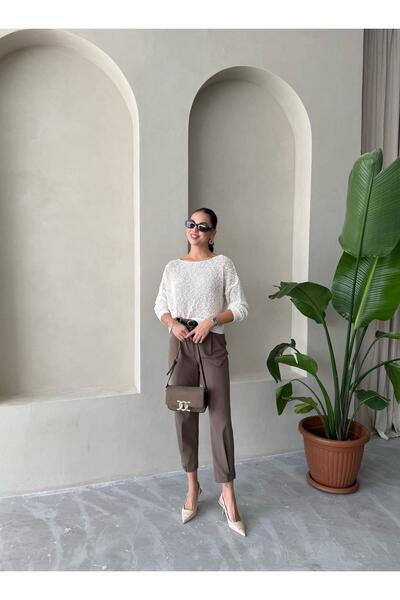 Laluvia Brown Ruby Buttoned Trousers