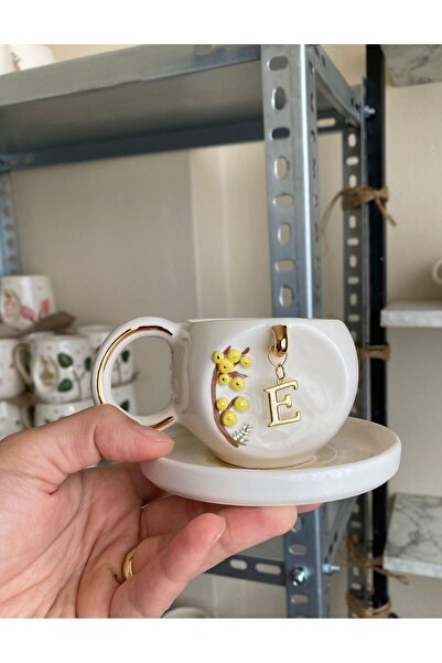 Ceresshop Handmade Ceramic Cup with Interchangeable Letter Charms (Specify th...