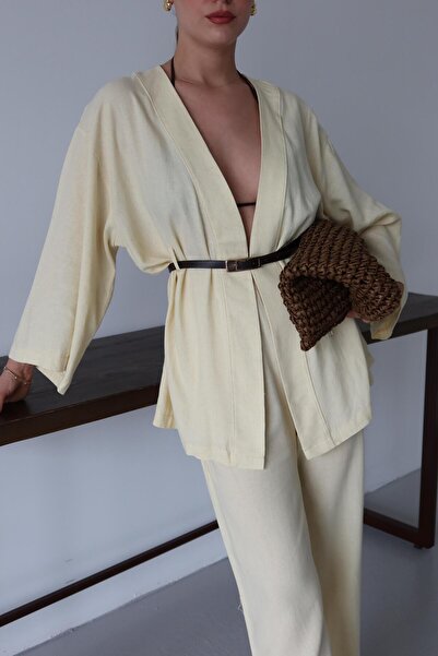 Laluvia Yellow Belted Classy Suit