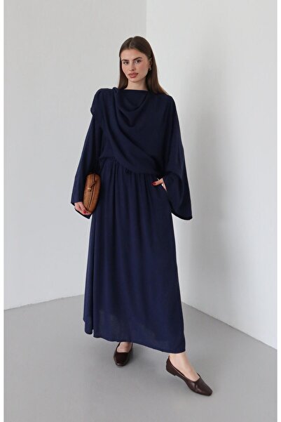 Laluvia Sötétkék Cape blúz szoknya szett