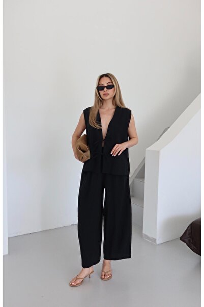 Laluvia Fekete Samantha nyakkendős mellény nadrág szett