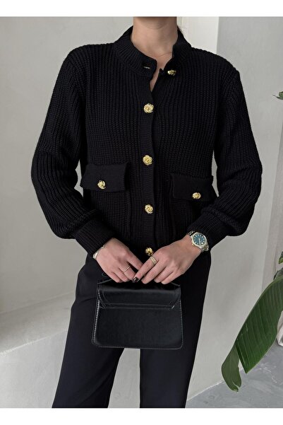 Laluvia Black Belle Rose Buttoned Cardigan