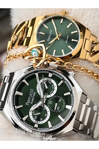 Ferrucci Colorful Steel Band Lover Watches - with Rosary and Bracelet Gift