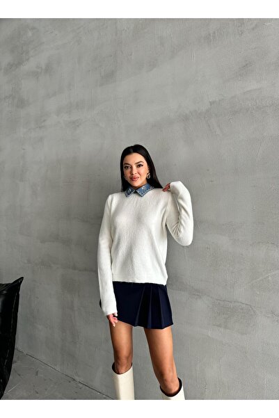 Laluvia Bone Lady Pullover mit Polokragen-Accessoires