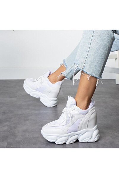Generic Brand White Hidden Wedge Heeled Sports Shoes