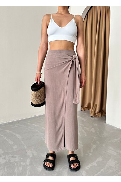 Laluvia Kő színű oldalra kötött részletekkel ellátott szoknya