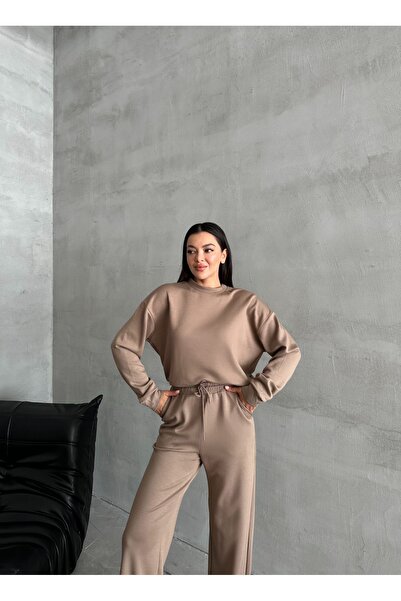 Laluvia Mink Sweat széles szárú nadrág szett