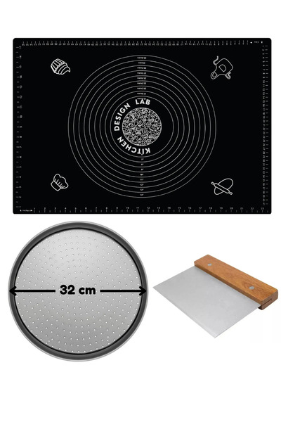 Atlas Mutfak بساط تشكيل العجين من السيليكون الأسود مقاس 45 × 65 سم، صينية بيت...