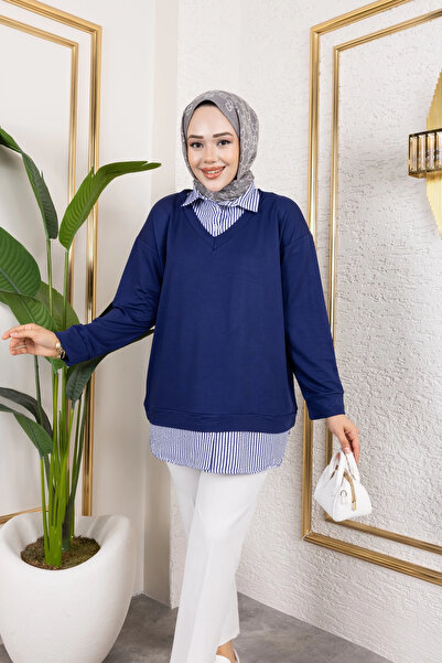 Moda MSK Women's Shirt Detailed Modal Fabric Tunic