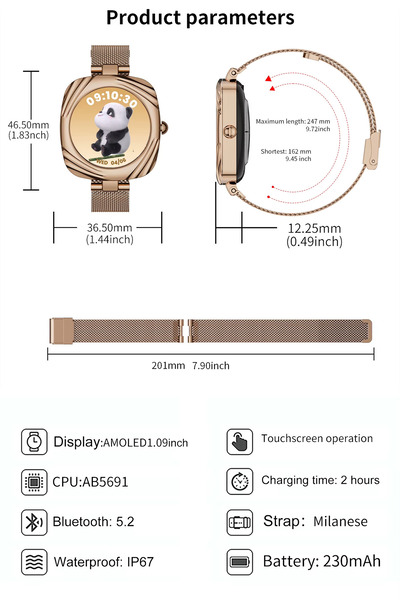 BSG TECH Women's Smartwatch Intelligent AMOLED Fitness Sport Waterproof