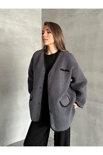 Laluvia Antracitová bunda Oakland s pruhovanými detaily a vráskami