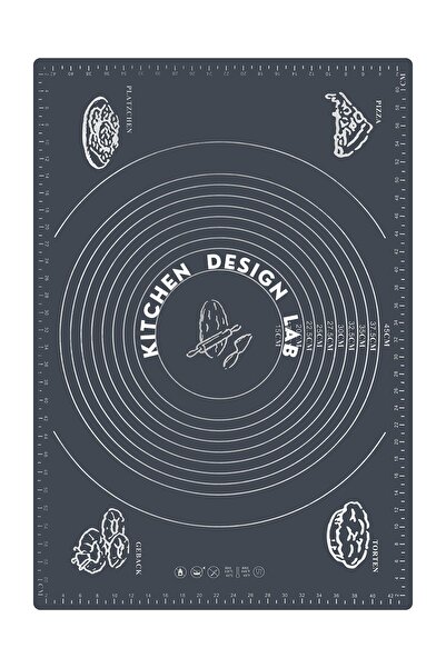 Kitchen Design Lab 2'li Set Gri 45x65 Cm Silikon Hamur Açma Matı Ve Pizza Tepsisi 32 Cm