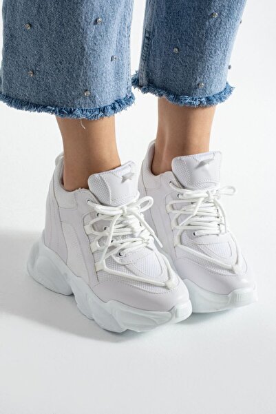 Lady Λευκά αθλητικά παπούτσια με κρυφό τακούνι