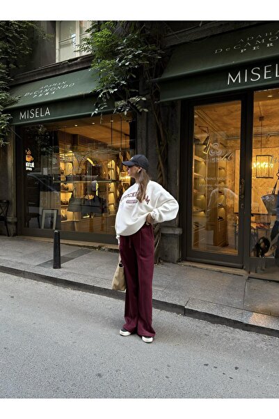 Laluvia Ecru-Burgundy Stockholm nyomott mintás, dombornyomott melegítő szett