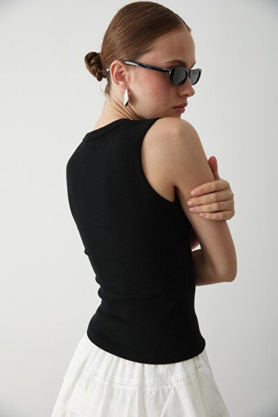 Laluvia Black V-Neck Corded Blouse