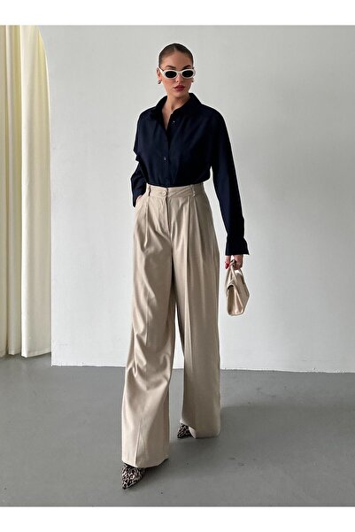 Laluvia Stone Pleated Business Trousers - 3602