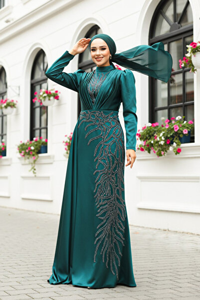 Neva Style Зелена вечірня сукня з бісером 23122y