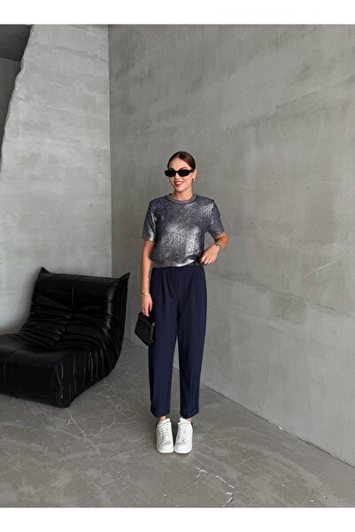 Laluvia Sötétkék rubin gombos nadrág