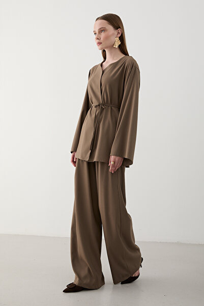 Laluvia Mink Drawstring Kimono Set - 8864