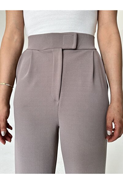 Laluvia Dámské kalhoty Parla Lycra se zapínáním na suchý zip Mink Palazzo