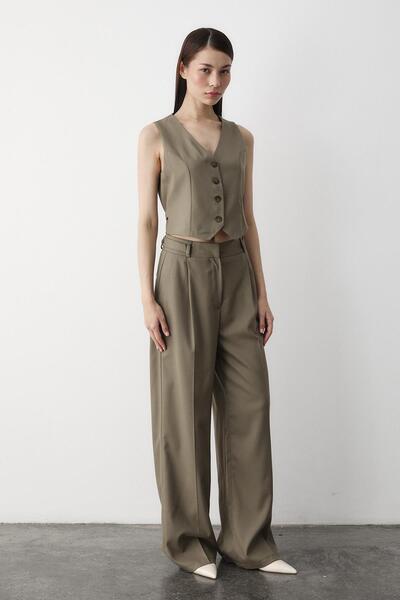 Laluvia Haki Linda Yelek Pantolon Takım