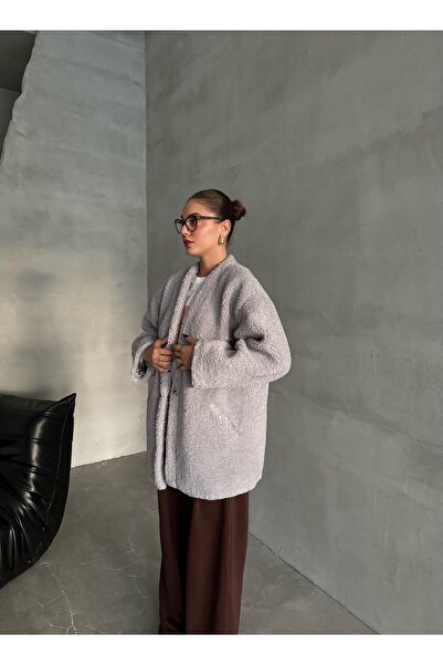 Laluvia Graue Lilyum-Jacke mit geradem Schnitt