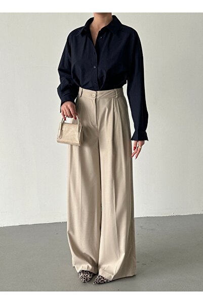 Laluvia Stone Pleated Business Trousers - 3602