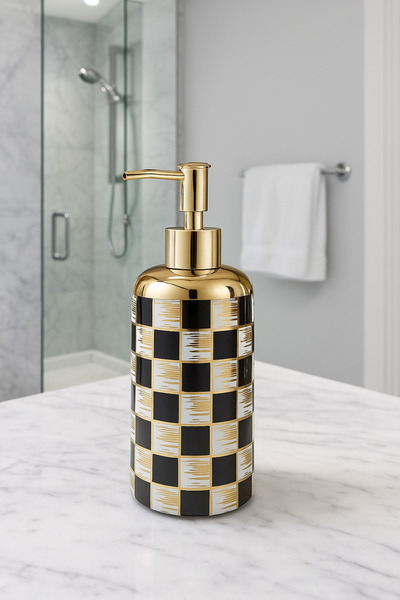 Azra Paçi süngerli tekli dama desenli sıvı sabunluk