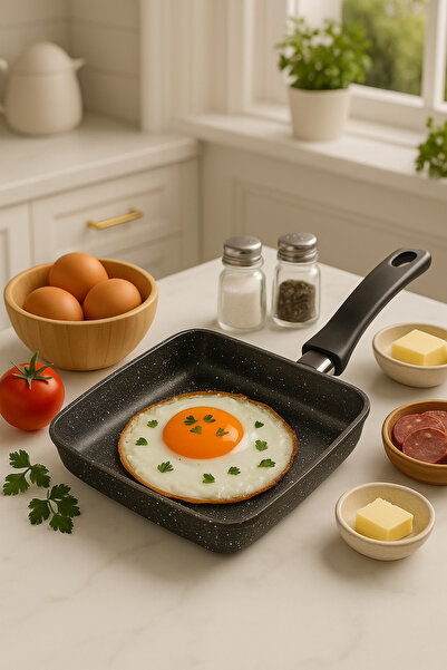 Home Mini Kare Sos Tavası 12 cm – Granit Döküm Yapışmaz Tava