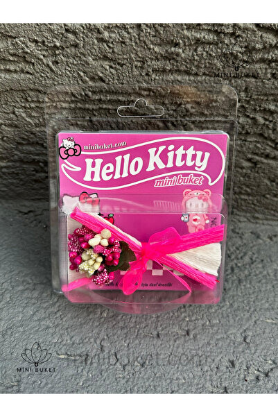Mini Buket Hello Kitty Pembe Love Flowers Mini Buket, Hot Flowers, Sevgiliye Hediye Solmayan Çiçek