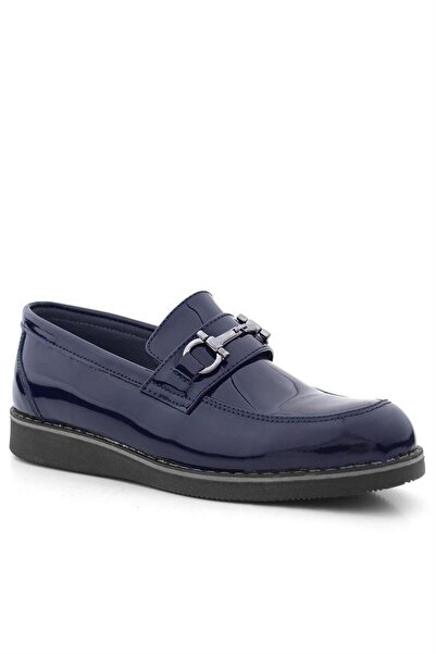 Rakerplus Mocasnic cu cataramă din piele naturală bleumarin pantofi clasici pentru copii