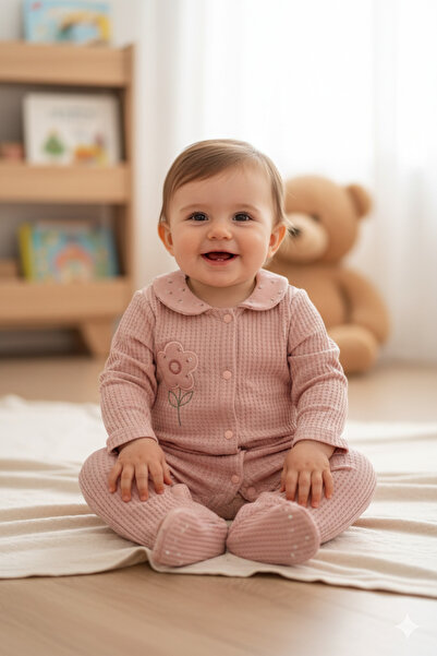 BETSY STUDIO ثوب فضفاض للأطفال من قماش الوافل بنمط زهور