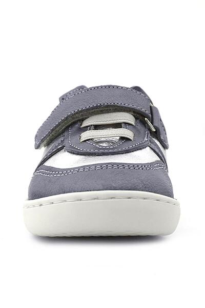 Rakerplus Bob Hakiki Deri Platin Gümüş Barefoot Cırtlı Lastikli Bebek Sneaker Ayakkabı