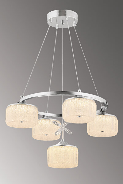 ESSLİGHT Candy 5’li Şeker Camlı Sarkıt LED Avize – 3 Renk Işık Modlu (Beyaz / Sarı / Gün Işığı)