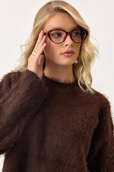 Olcay Oversize Furry Soft Sweater Brown 8270