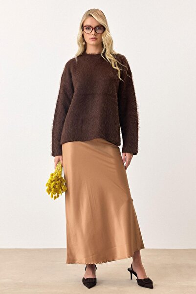 Olcay Oversize Furry Soft Sweater Brown 8270