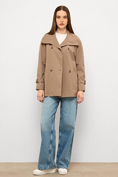 Olcay Kruvaze Reglan Kol Su İtici Özellikli Kısa Trençkot S.KAHVE 6762