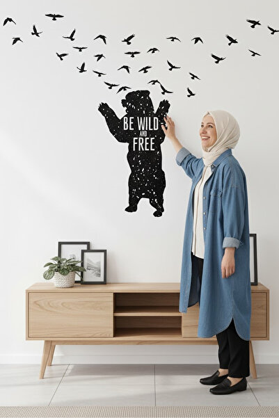 KT Decor Budi divlji i slobodan Divlji medved Zidna naljepnica za dnevnu sobu...