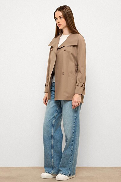 Olcay Kruvaze Reglan Kol Su İtici Özellikli Kısa Trençkot S.KAHVE 6762