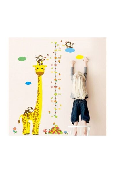 KT Decor Cameră Copii și Bebeluși Măsurător Înălțime Girafă Fructe Înălțime D...