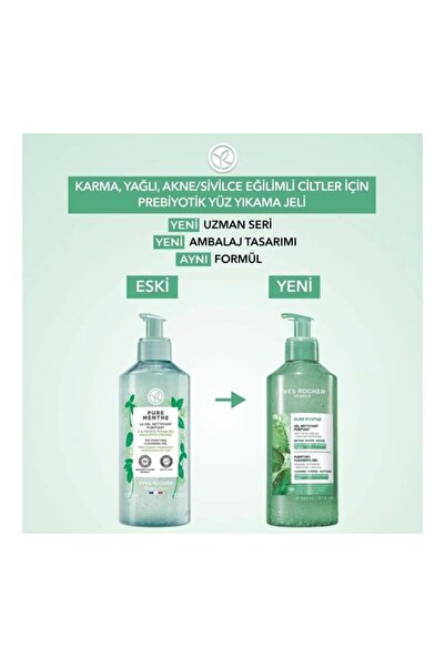 Yves Rocher Karma Ve Yağlı Ciltler Için Pure Menthe Prebiyotik Yüz Yıkama Jeli-390 ml