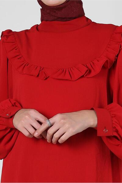 Alvina Ruffle Detailed Balloon Sleeve Trousers Suit 43861