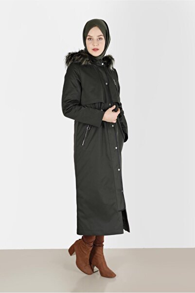 Alvina Furry Hooded Parka - Drawstring Waist 90200